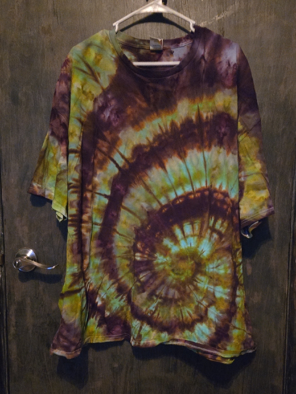Hanes Tie-Dye Short Sleeve Tee - Green, Yellow, Brown